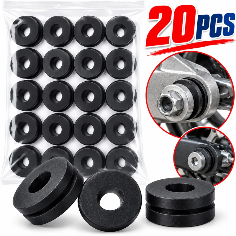 Black Motorbike Suspension Cushion Washer Flexible Rubber Shock Absorber Gasket Anti Vibration Isolator Ring for Motorcycle ATV