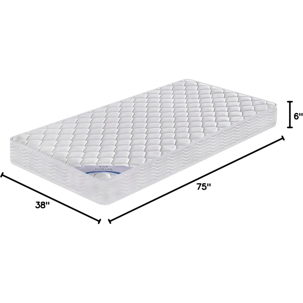 Twin Size-6 Inch Homelife Innerspring Hybrid Mattress with Comfort Foam Top Layer Pocket Coil Springs Rolled in a Box Mattres