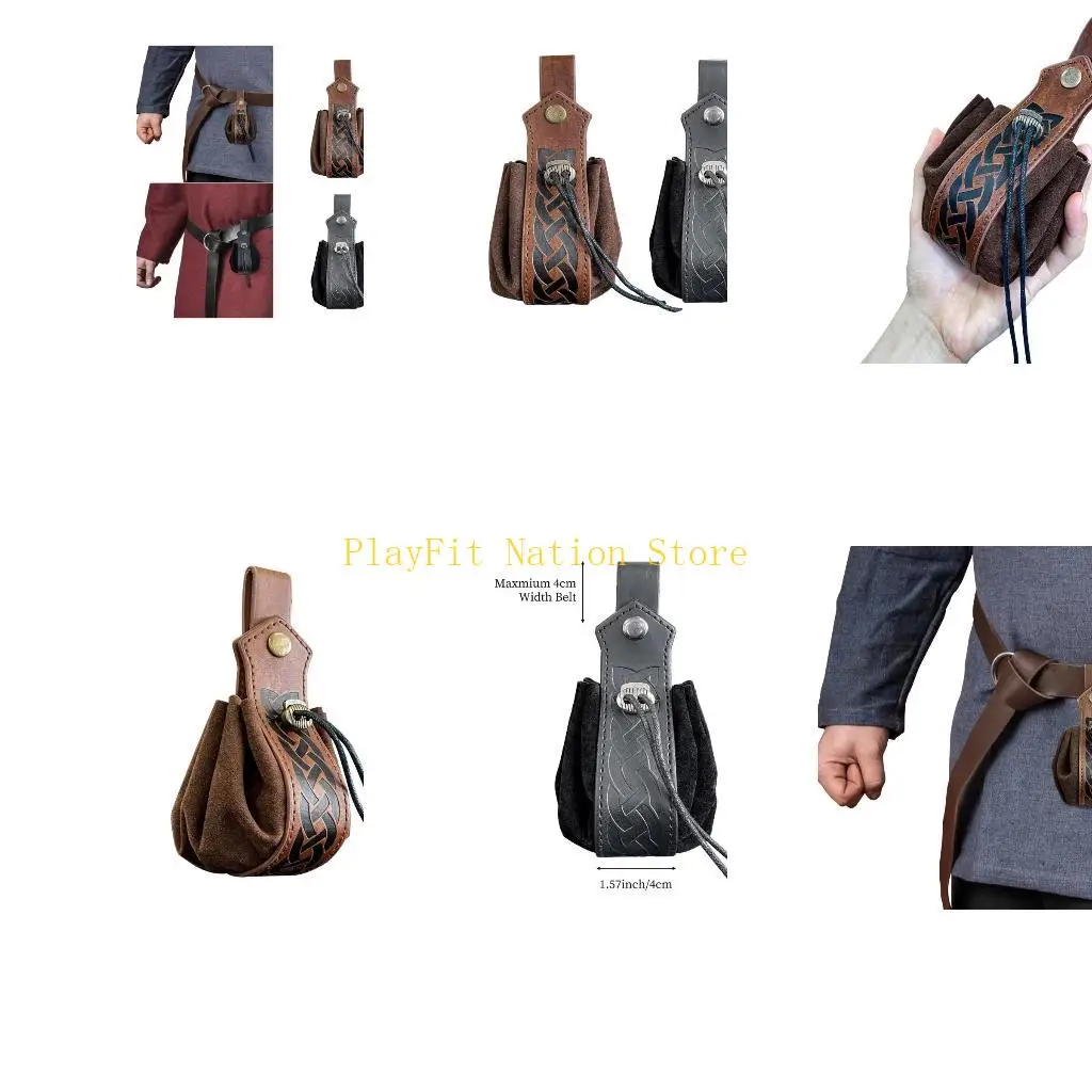 

242F Dice-Bag Viking Style-Dice Money Pocket Vintage Drawstring Medieval Belt Bag Jewelry Coin Storage Bag