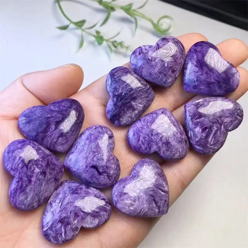 2pcs Natural Charoite Heart Beads Spacers Gemstone Jewelry For Making Fashion Fengshui Jewelry Gift 18MM