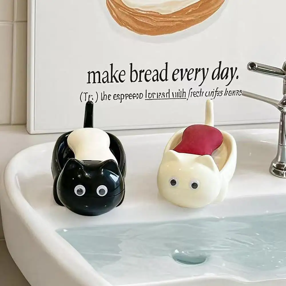 

Cute Cat Soap Box Storage Rack No Drill Bathroom Countertop Soap Dish Without Punching Soap Box Decorative Ornaments