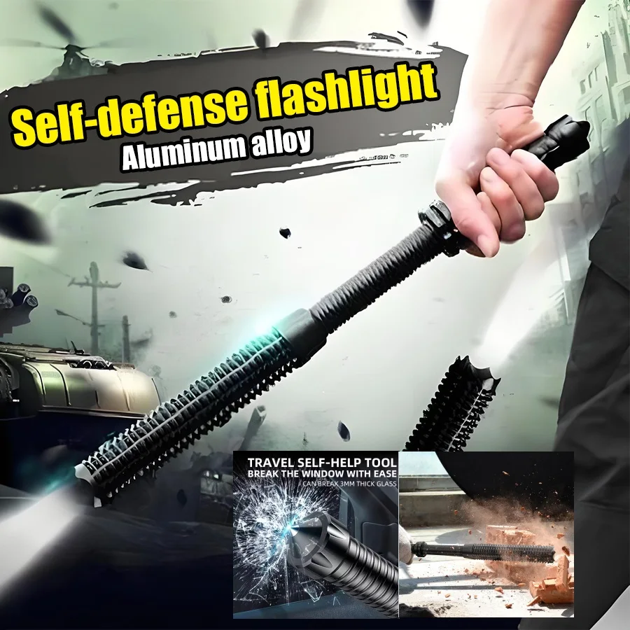 Wolf Tooth Stick Flashlight Strong Light Charging Outdoor High Bright Multi Functional Telescopic Zoom Self Defense Night Patrol