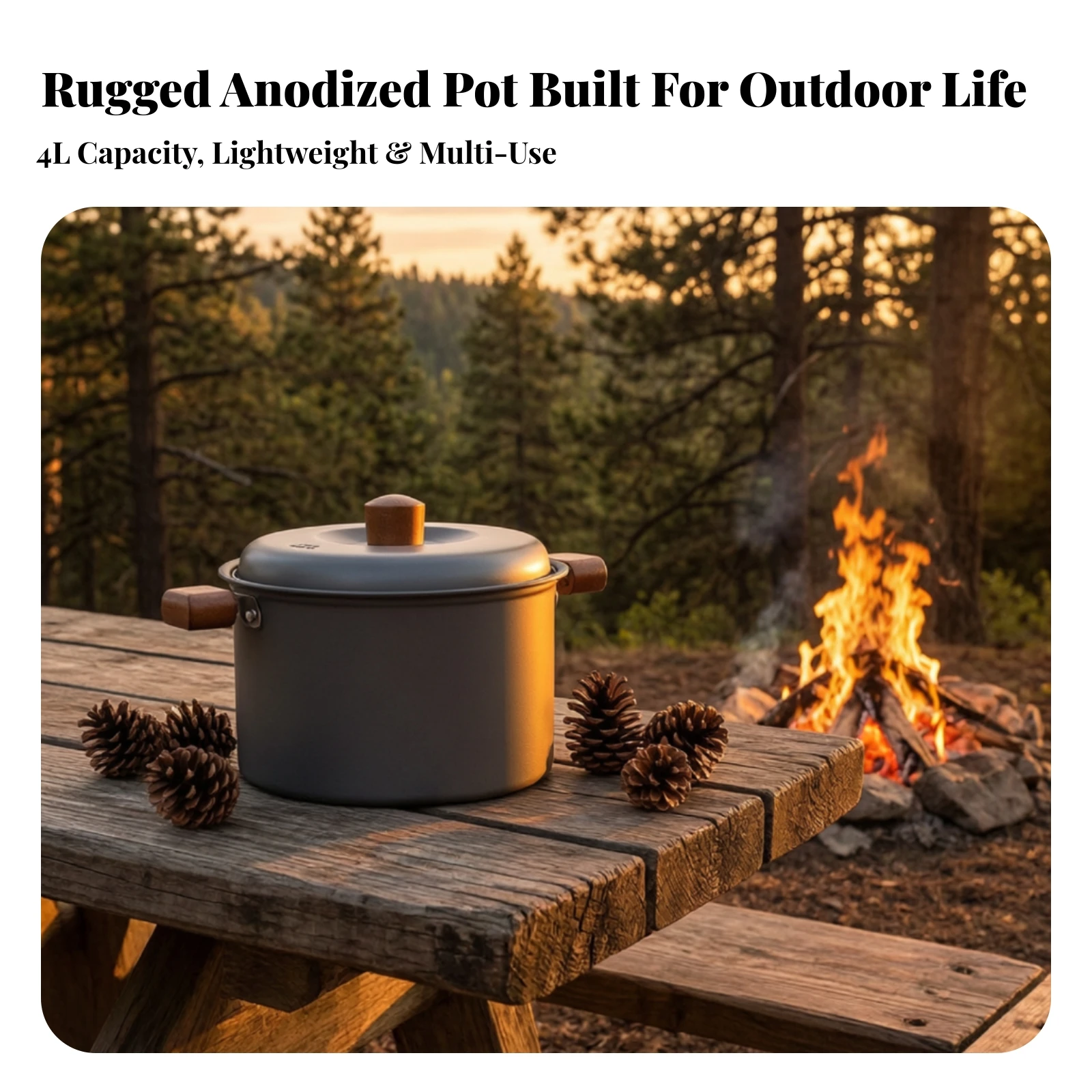 Pot de camping avec couvercle, - Camping Cooking Pot With Lid avis et prix