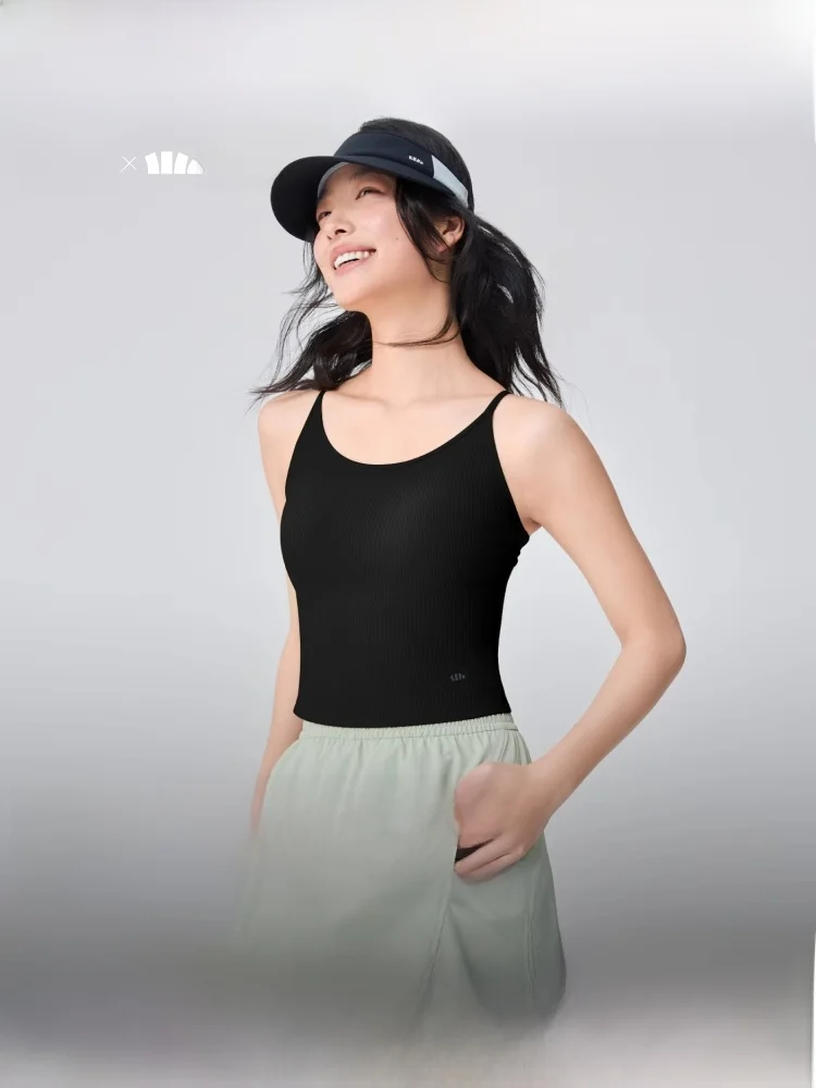 Bananain Cool Feeling-Camiseta sin mangas de una pieza con tirantes de seda helada para primavera y verano, Color ligero y transpirable