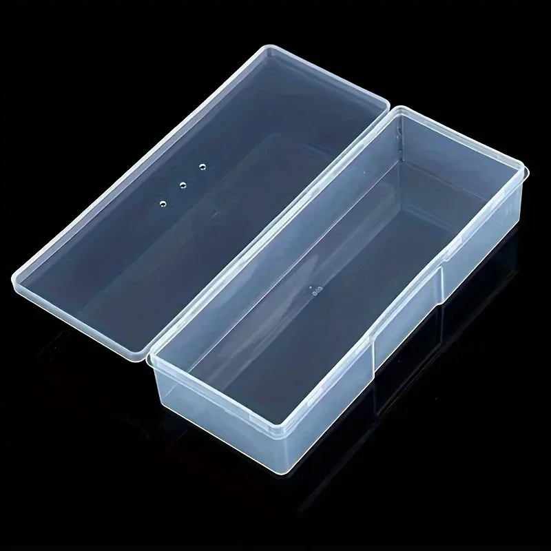 1PC Nail Brush File Manicure Tools Nail Art Storage Box Nail Accessories Organizer Clear Cuboid Plastic Container Packaging Case