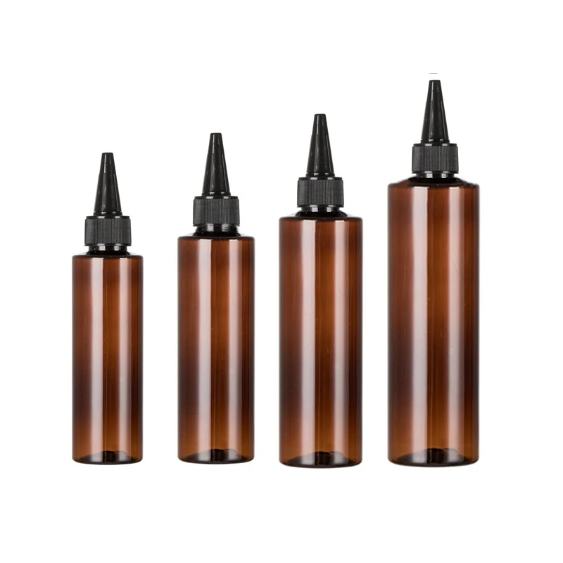 10pcs 100ml 150ml 200ml 250ml Pointed Cap Brown Plastic Bottles Dropper Essence Oil Liquid Lotion Container 5oz Cosmetic Bottle