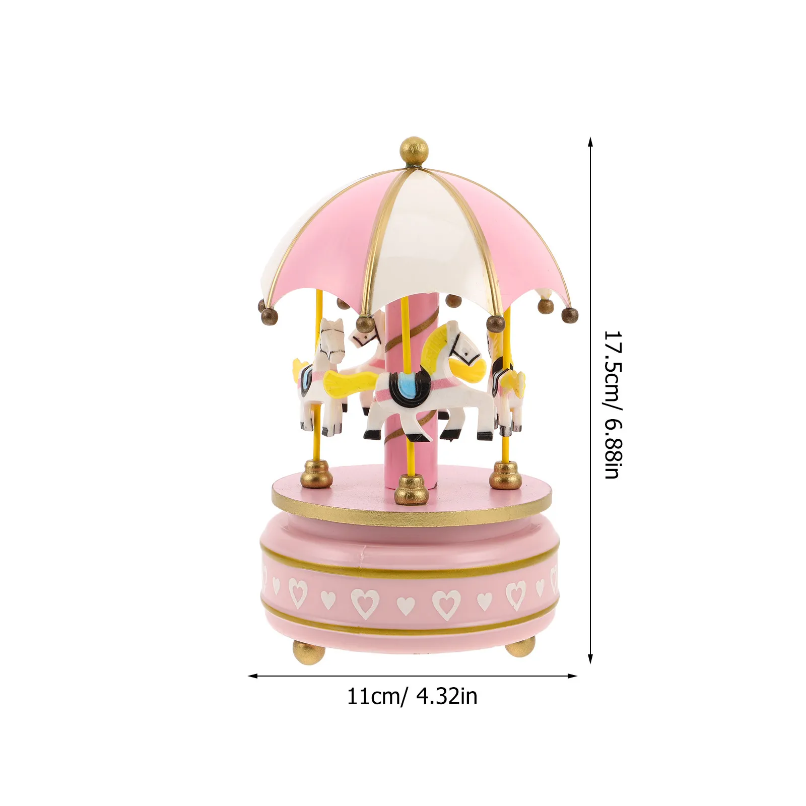 Mechanical Wooden Rotating Music Box Carousel Theme Wind Up Musical Decor for Adults Nostalgic Elegance Home Office Table