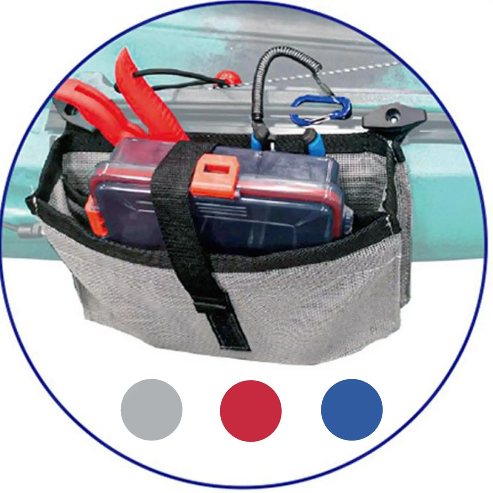 Kayak Canoe Storage Bag Mesh Pouch Durable Tackle Box Bottle Organizer Gear Holder Beer Storage Dinghy Fishing Camping Accs