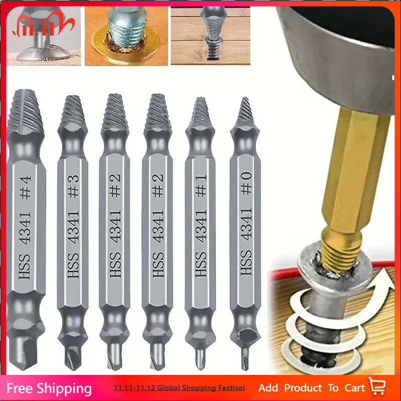 

6Pcs Screw Extractor Drill Bit Set Stripped Broken Bolt Remover Damaged Screw Extractor Tool for Easy Removal of And Bolts