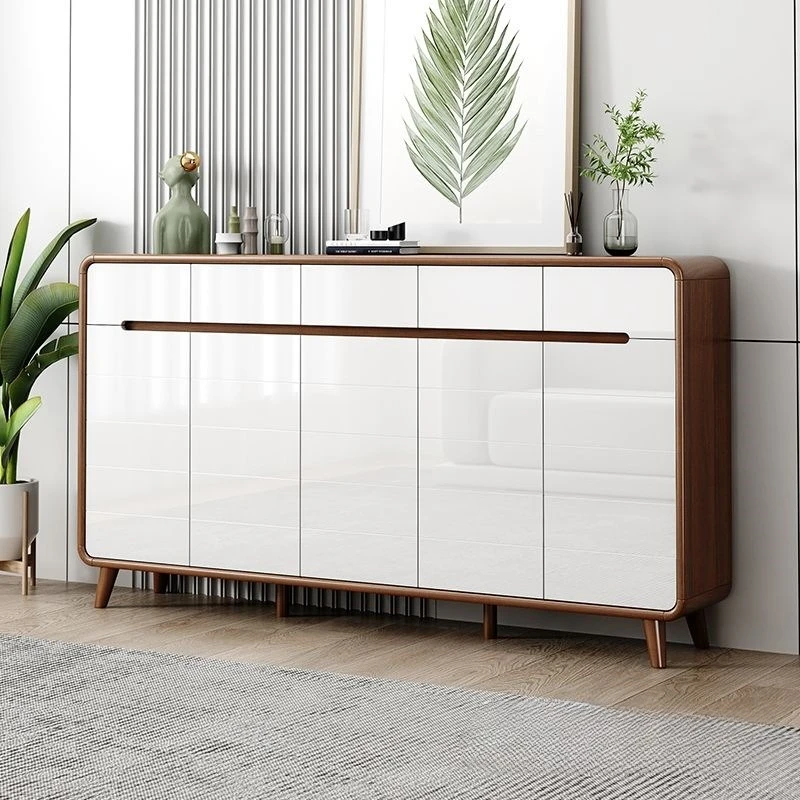 

New Chinese-style entrance shoe cabinet solid wood frame entrance door against the wall storage multi-functional partition