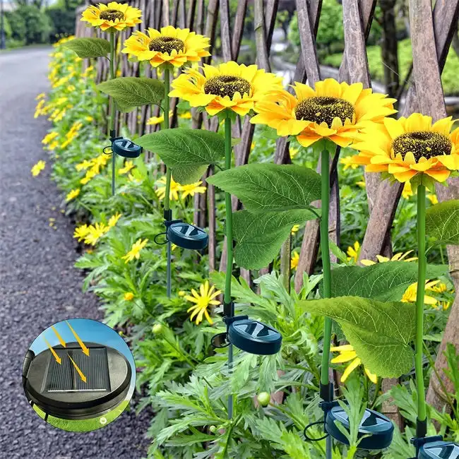 LED الشمسية عباد الشمس زهرة ضوء ديكور المنزل زهرة أضواء حديقة الديكور مصباح حديقة مقاوم للماء المشهد زهرة الخفيفة