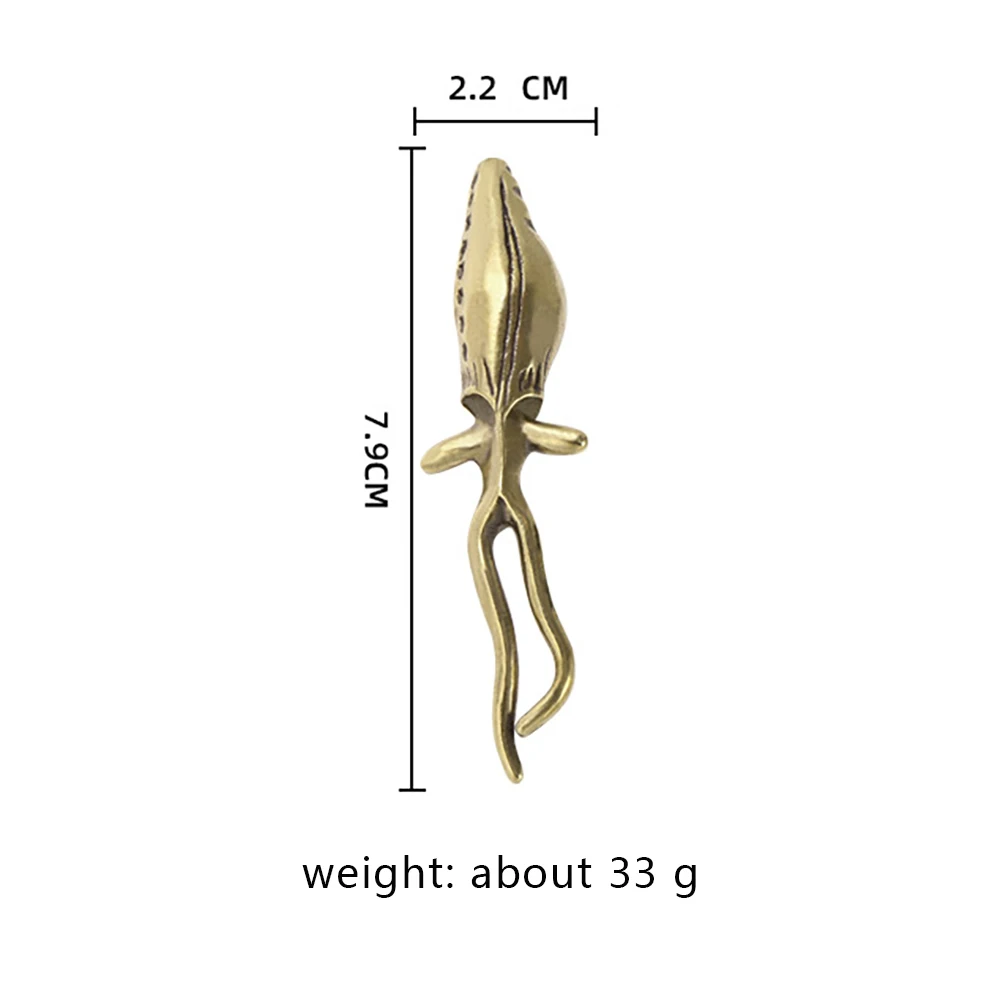 Металлическая фигурка кальмара, латунные морские организмы, винтажный домашний декор, украшение для офиса и стола, миниатюрный сувенир с животными, подарок