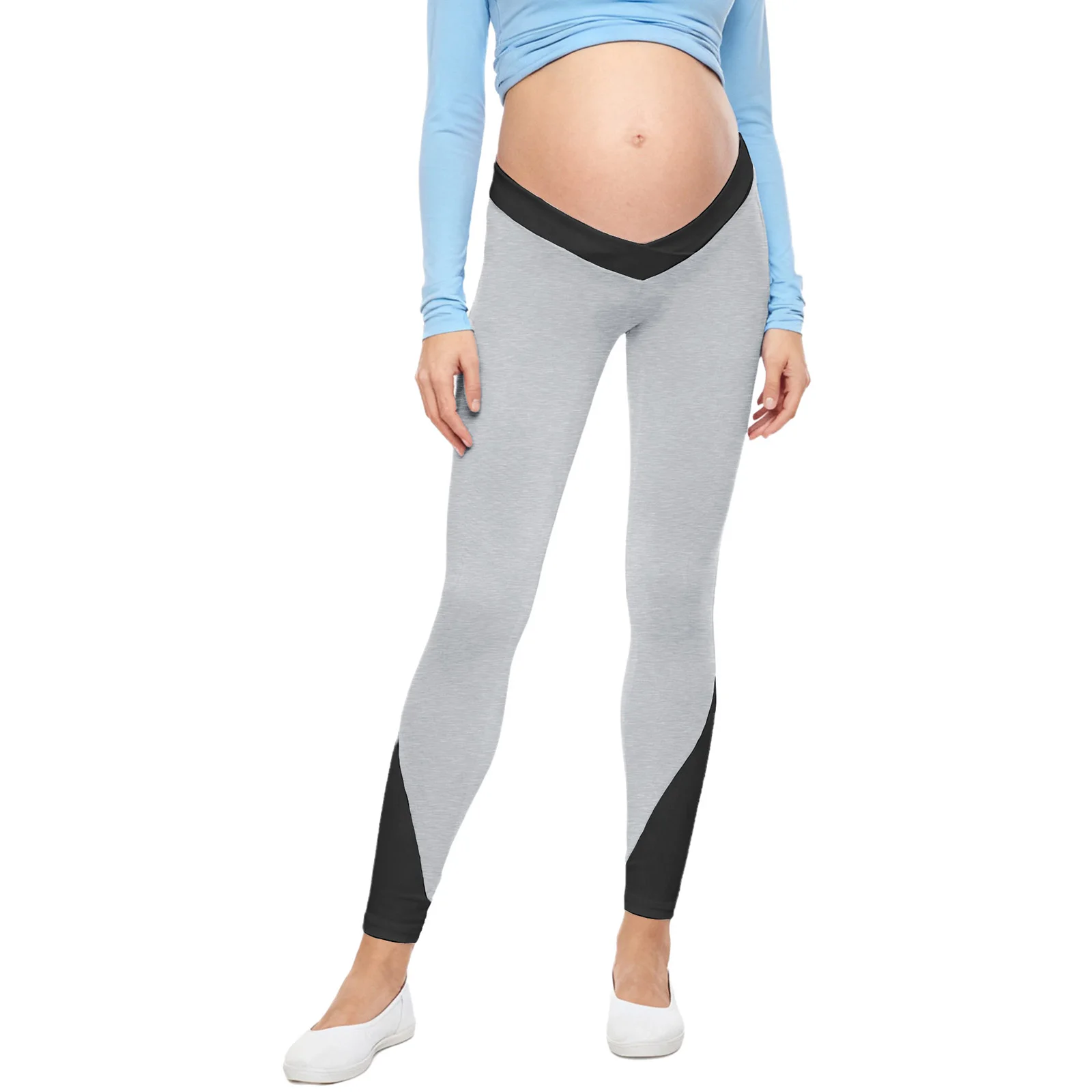 الأمومة منخفضة الارتفاع اليوغا بيلاتيس طماق النساء الحوامل مطاطا حزام اللون كتلة السراويل للرياضة اليومية في الهواء الطلق ملابس المنزل