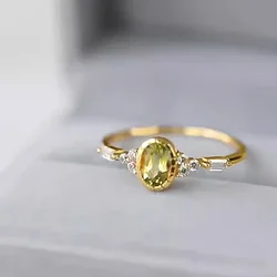 CAOSHI Yellow Crystal Rings for Women Gold Color Unique Design Finger Accessories Wedding Engagement Fashion Style Jewelry Gifts