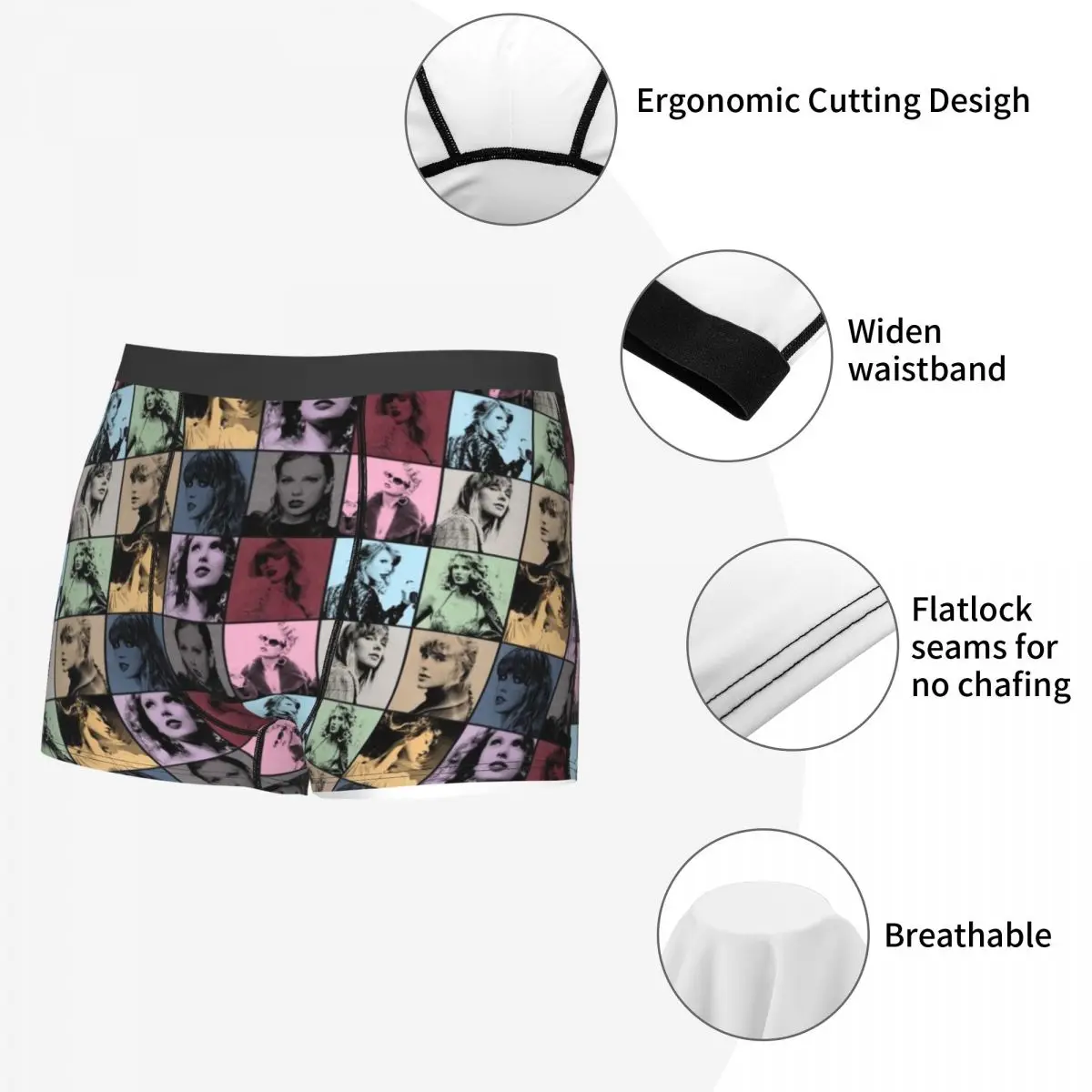 Custom Taylor American Singer Swift Boxer Shorts Men 3D Printed Male Stretch Underwear Panties Briefs