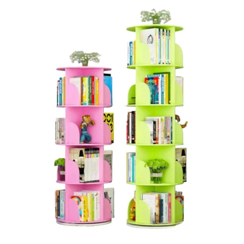 Rotating bookshelf 360 degrees student simple modern simple bookcase corner table shelf floor