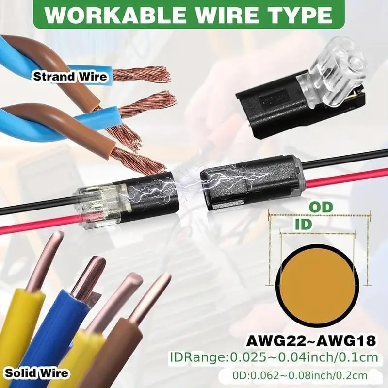 Waterproof Dual-Wire LED Connectors Locking Plug-in Cable Connectors Low Voltage LED Strip Lights Secure Electrical Connections