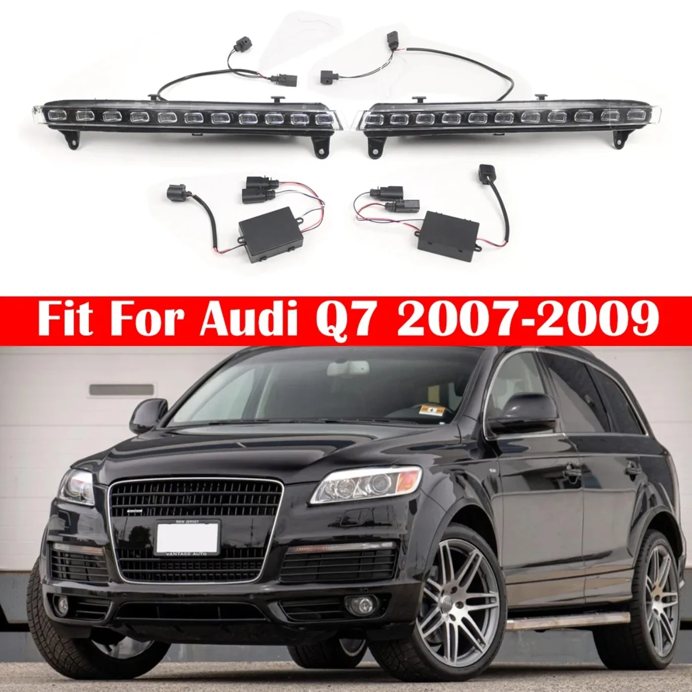 For Audi Q7 2007-2009 2PCS Set Fog Lamp Car Front Bumper LED Daytime Running Lights 4L0953041 4L0953042 4L0953041B 4L0953042B