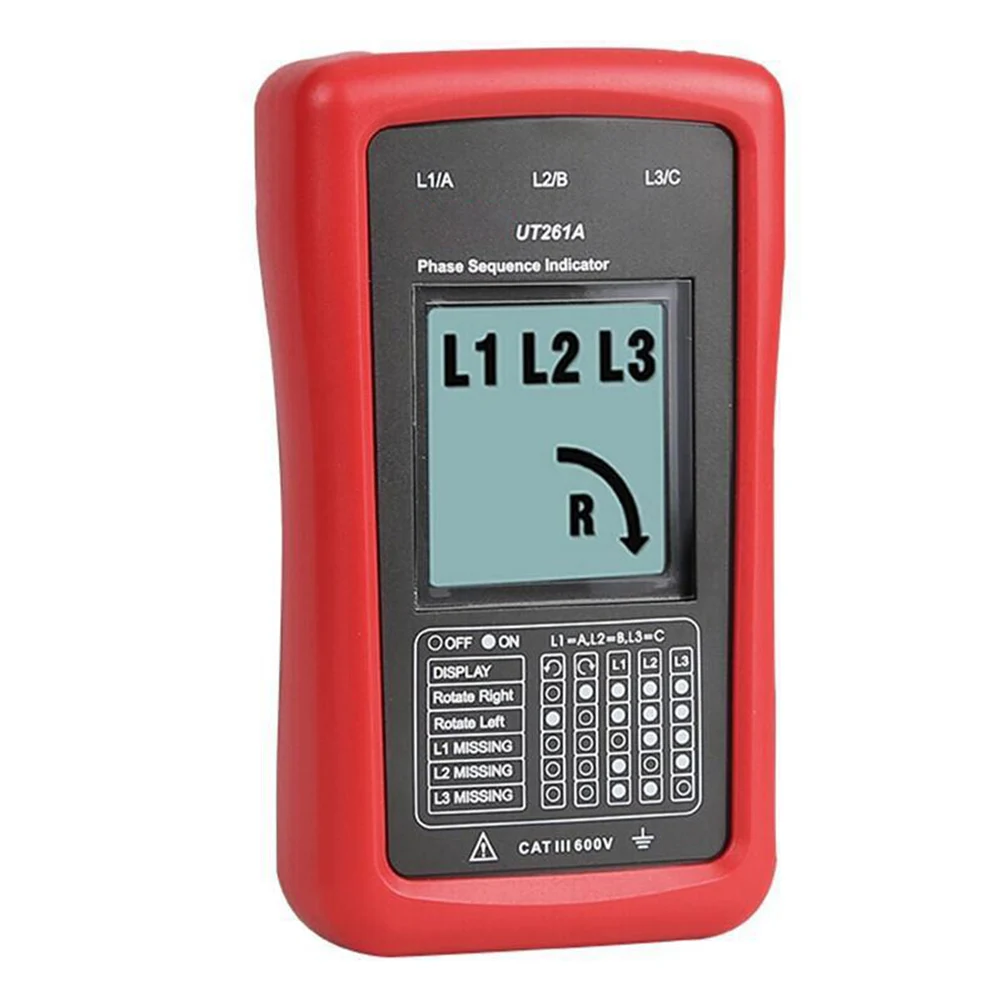 UT261A Portable Rotation Meter for Three Phase Electrical Equipment Testing Auto Range and Backlight Features for Ease of Use