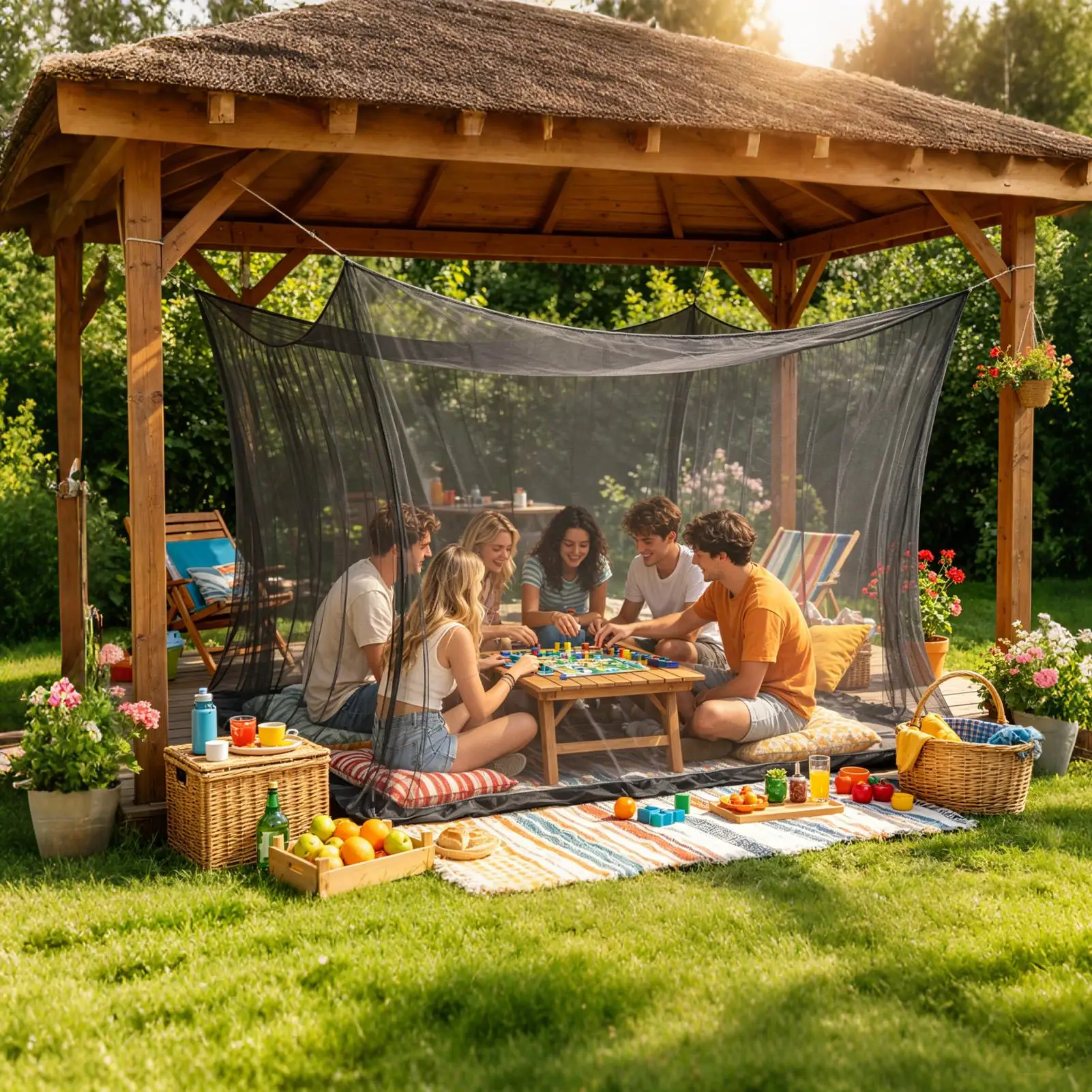 Summer Outdoor Mosquito Net for Gazebo Patio Garden Mesh Canopy Tent Anti-Insect Screen Enclosure for Balcony Camping Backyard