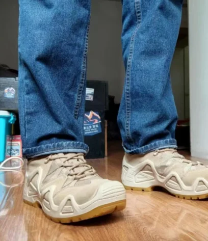 Zipper High Top Military Combat Boots Mens Outdoor Sports Training Desert Hiking Boots Tactical Boots Wearable Work Shoes