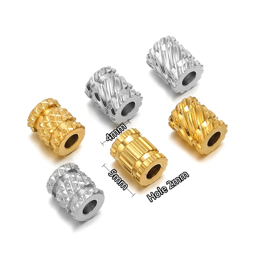20 Stück Edelstahl-Perlen in Goldfarbe mit großem Loch, Spacer-Perlen für DIY-Armbänder, Halsketten und Schmuckherstellung. – Detail 3