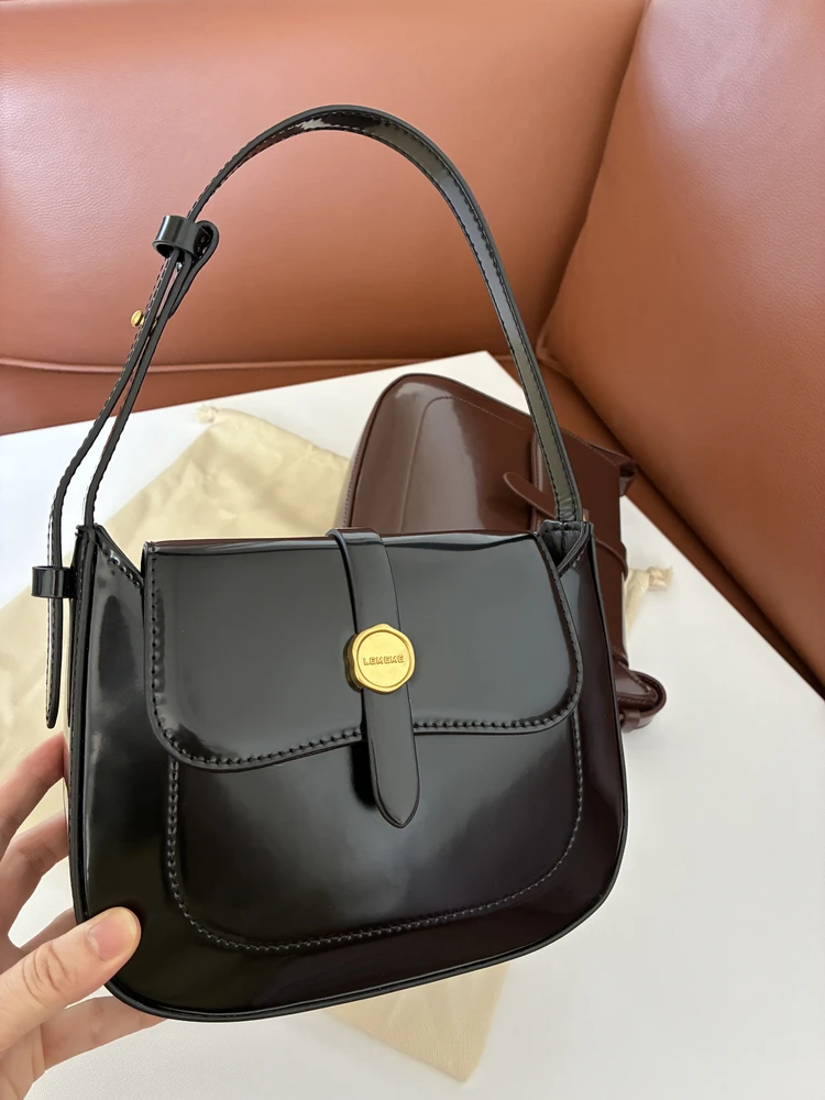 

Кожаная сумка в стиле ретро, женская изысканный дизайн, сумка подмышки, мягкая квадратная сумка с магнитной застежкой-буле, повседневная женская сумка