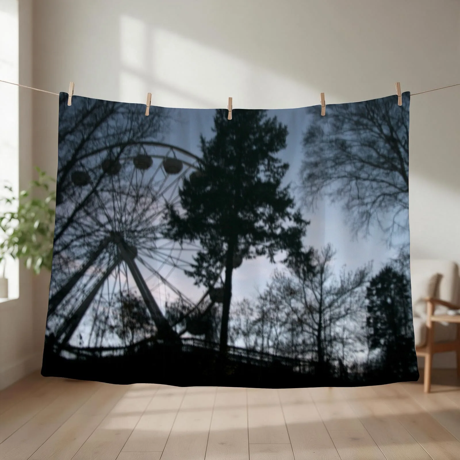 Erie Amusement - Ferris Wheel Throw Blanket couch cozy soft plush fuzzy picnic outdoor blanket