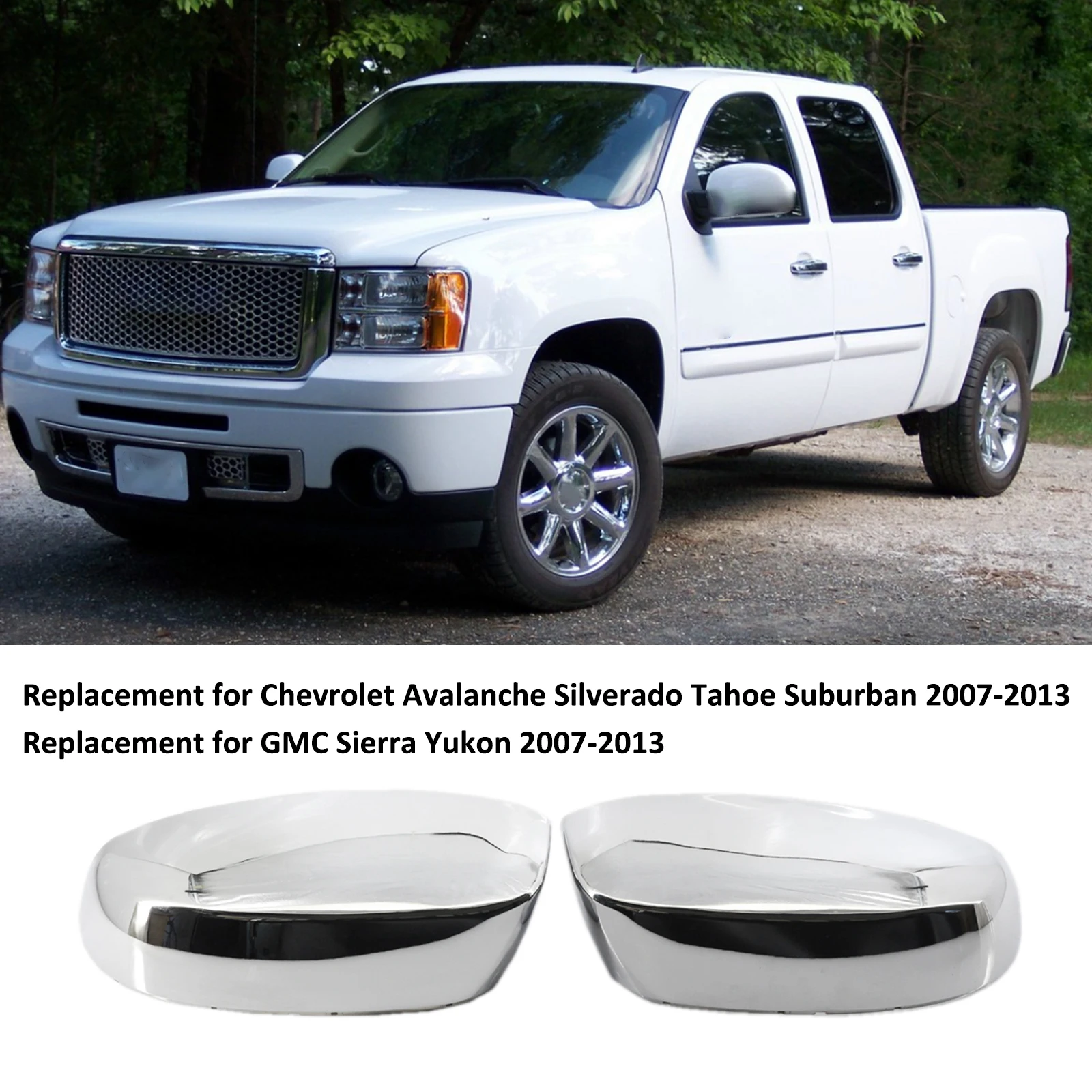 

1 пара чехлов на зеркала заднего вида, замена для Chevrolet Avalanche Silverado Tahoe Suburban 2007-2013, замена для GMC Sierra