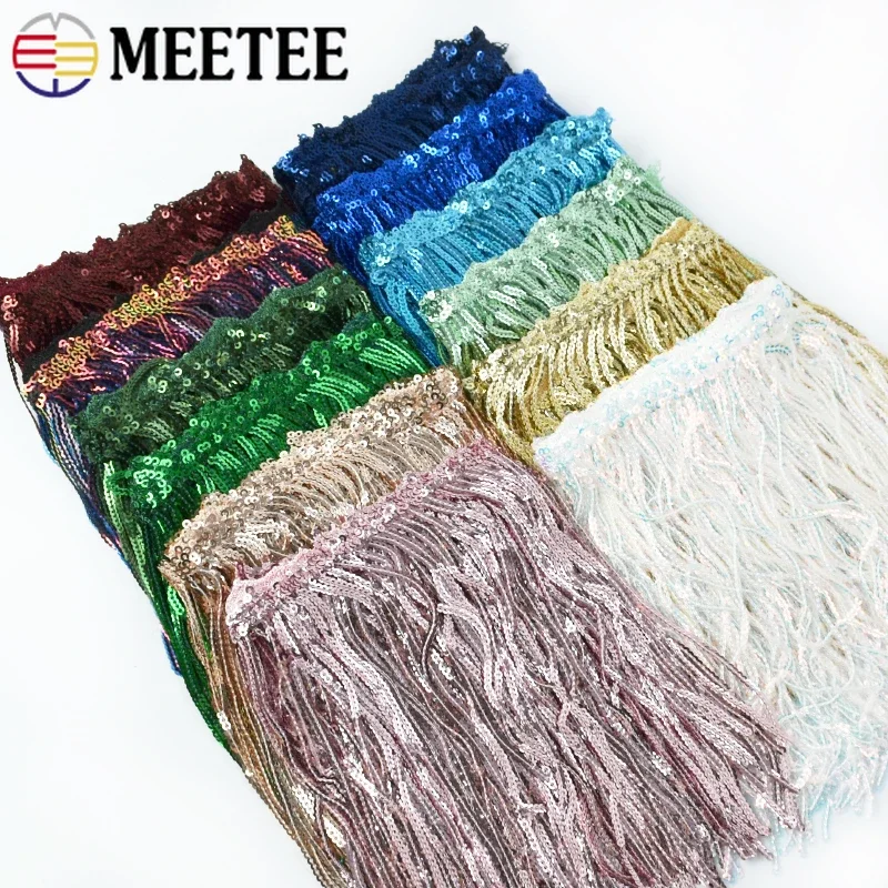 

5/10Yards Meetee 17cm Sequins Tassel Fringe Trim Lace Trimming Ribbon Wedding Clothes Latin Dress DIY Crafts Sewing Accessories