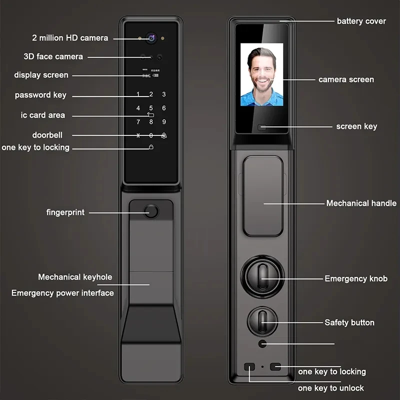 Imagem -06 - Tuya Fechadura Eletrônica Inteligente da Porta Impressão Digital Facial Senha com Câmera Interfone de Voz Remoto Totalmente Automático