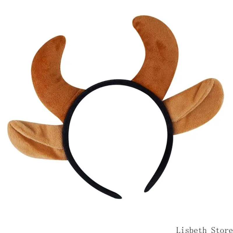 124a Halloween -kostuum kopstuk met flexibele hoorns niet -slip haaraccessoire huid vriendelijke stof vakantie feestviering