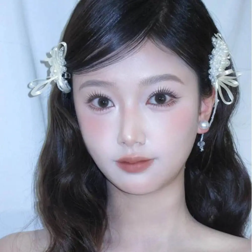 1 زوج تنوعا أنيق الزفاف مشبك شعر حبات اللؤلؤ شرابة العروس دبوس الشعر الأبيض اليدوية الزفاف غطاء الرأس اكسسوارات الزفاف