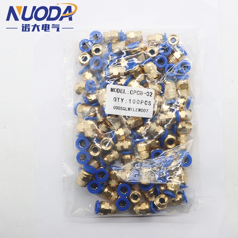 

100PCS PC Pneumatic Fitting Air Connector Quick Connecors Fitttings PC8-02 1/4" Male Thread