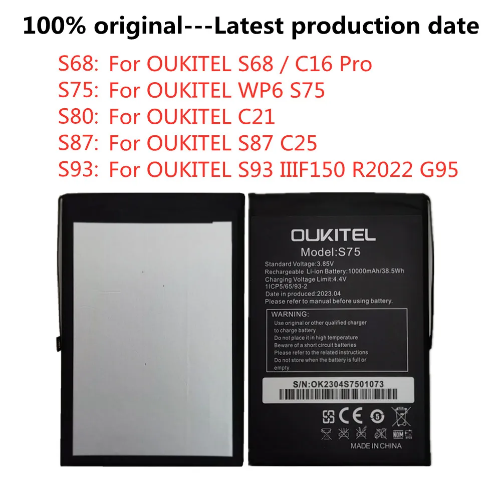 Neue Original Batterie Für OUKITEL WP6 S75 S87 C25 C21 S68 C16 Pro S93 IIIF150 R2022 G95 Telefon Batterien + kostenlose Tools