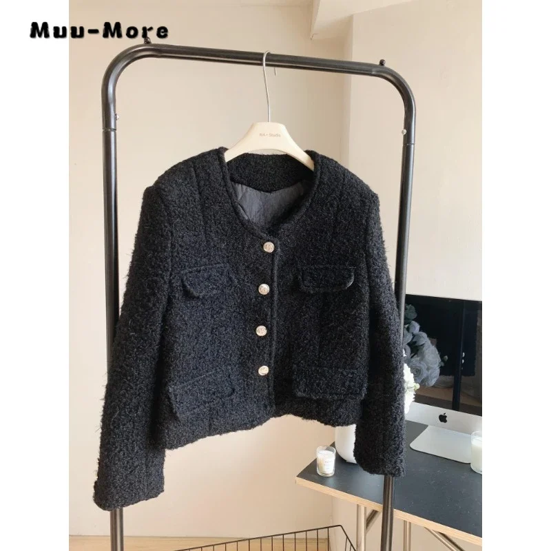 Elegante giacca girocollo monopetto stile lusso 2023 inverno per donna Office Lady Casual Fashion Slim Fit Chic Coat