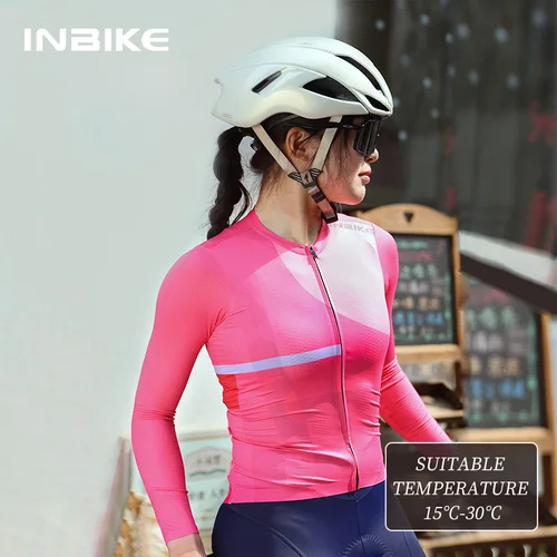 Imagen 2 del producto INBIKE 2024 Jersey de ciclismo de manga larga para mujer, ropa de ciclismo para montar, Top de secado rápido, ropa para bicicleta de montaña y carretera con bolsillos