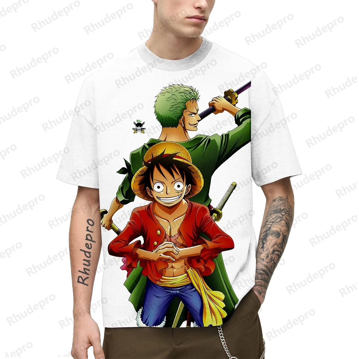 

Summer Men's Anime One Piece 3D Printing Cosplay T-shirt Women's 2024 Children's Street T-shirts Large Top Monkey D. Luffy