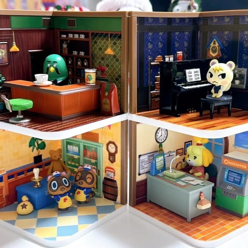 리멘트 동물의 숲 해피룸 블라인드 박스 미니어처 데스크탑 장식 피규어 컬렉션 어린이 크리스마스 선물 오리지널