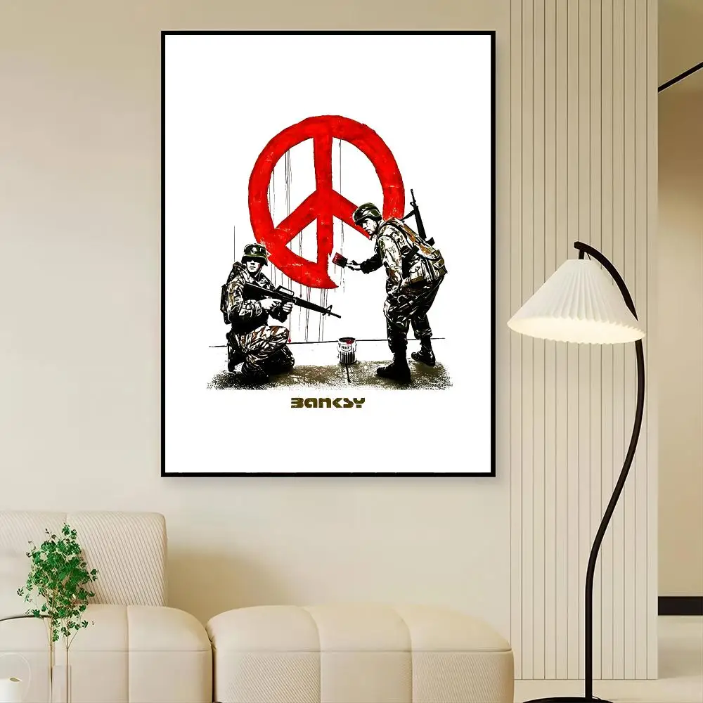 Banksy Modern Graffiti Art Painting Calligraphy Canvas Painting Art For Bathroom, Living Room Home Wall Decor Picture