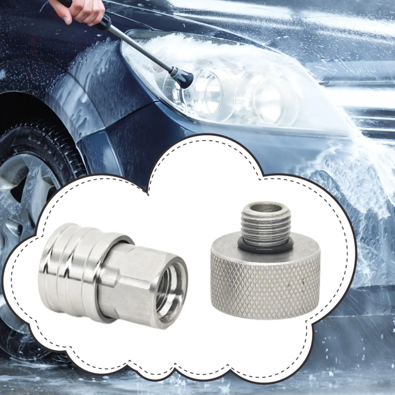 Heavy Duty Garden Hose Connector Pressure Adapter Stainless Steel 3/4 GHT to 1/4 Quick Fitting for Outdoor Use