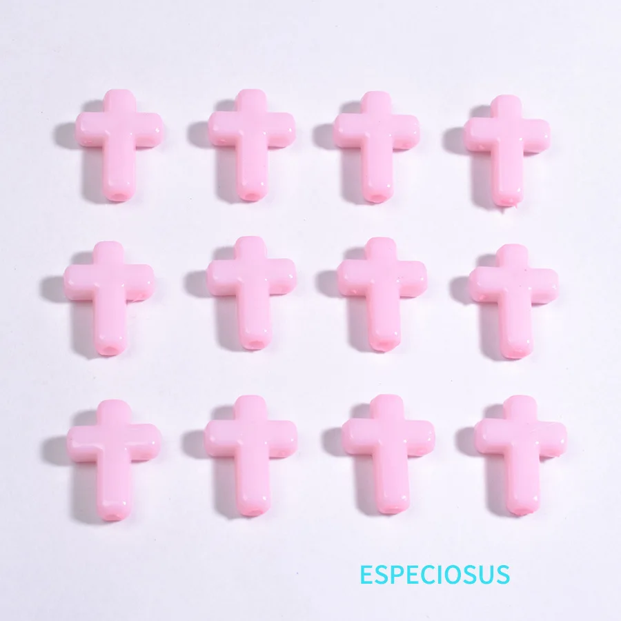New 10Pcs Japanese Acrylic Colored Cross Cream Hairpin Hand Jewelry Beaded Diy Junk Phone Case Handmade Bracelet Accessories