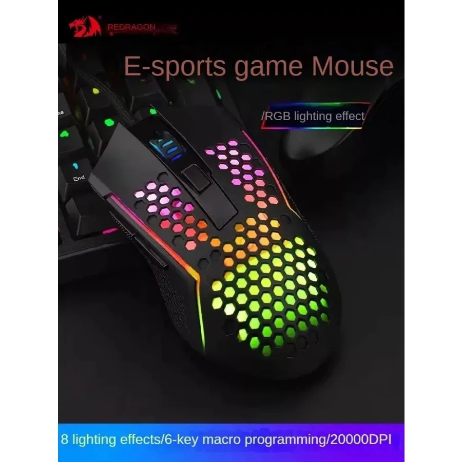 REDRAGON M987Plus Wired Gaming Mouse Shooting  Light Macro RGB Programming Internet Cafe Professional Competitive Sweatproof LOL