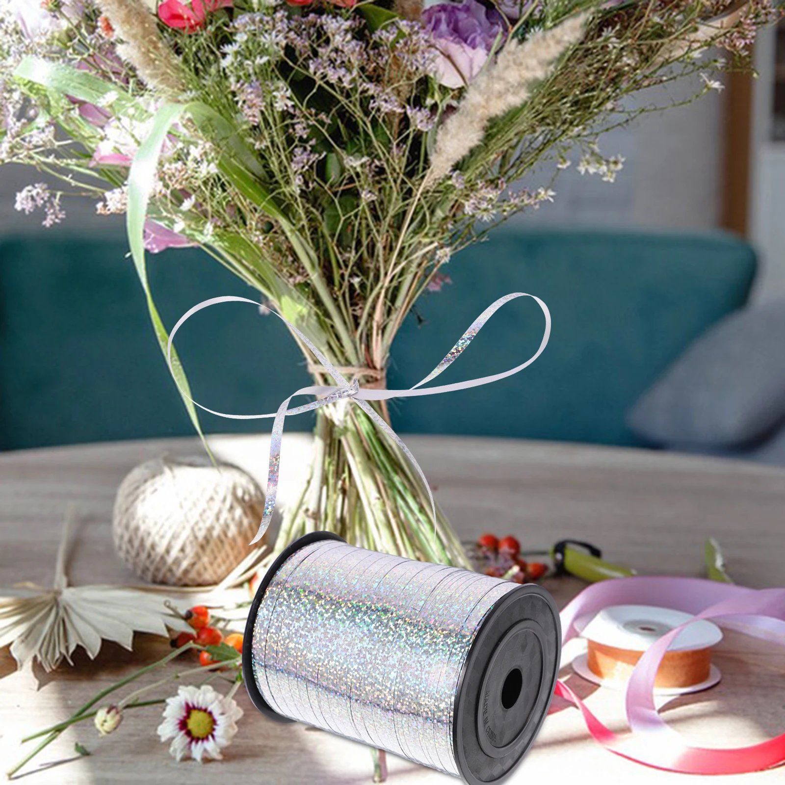 

1 Roll Laser Balloon Ribbon for Gift Wrapping Curling Ribbon Decorative Packaging Craft DIY Party Wedding Flower Box Bow