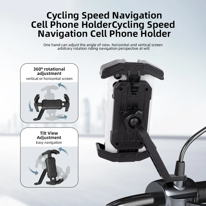 Motorcycle Rearview Mirror Phone Mount Universal Holder For 4-7 Inch Smartphone Outdoor Riding GPS Navigation Secure Bracket Kit