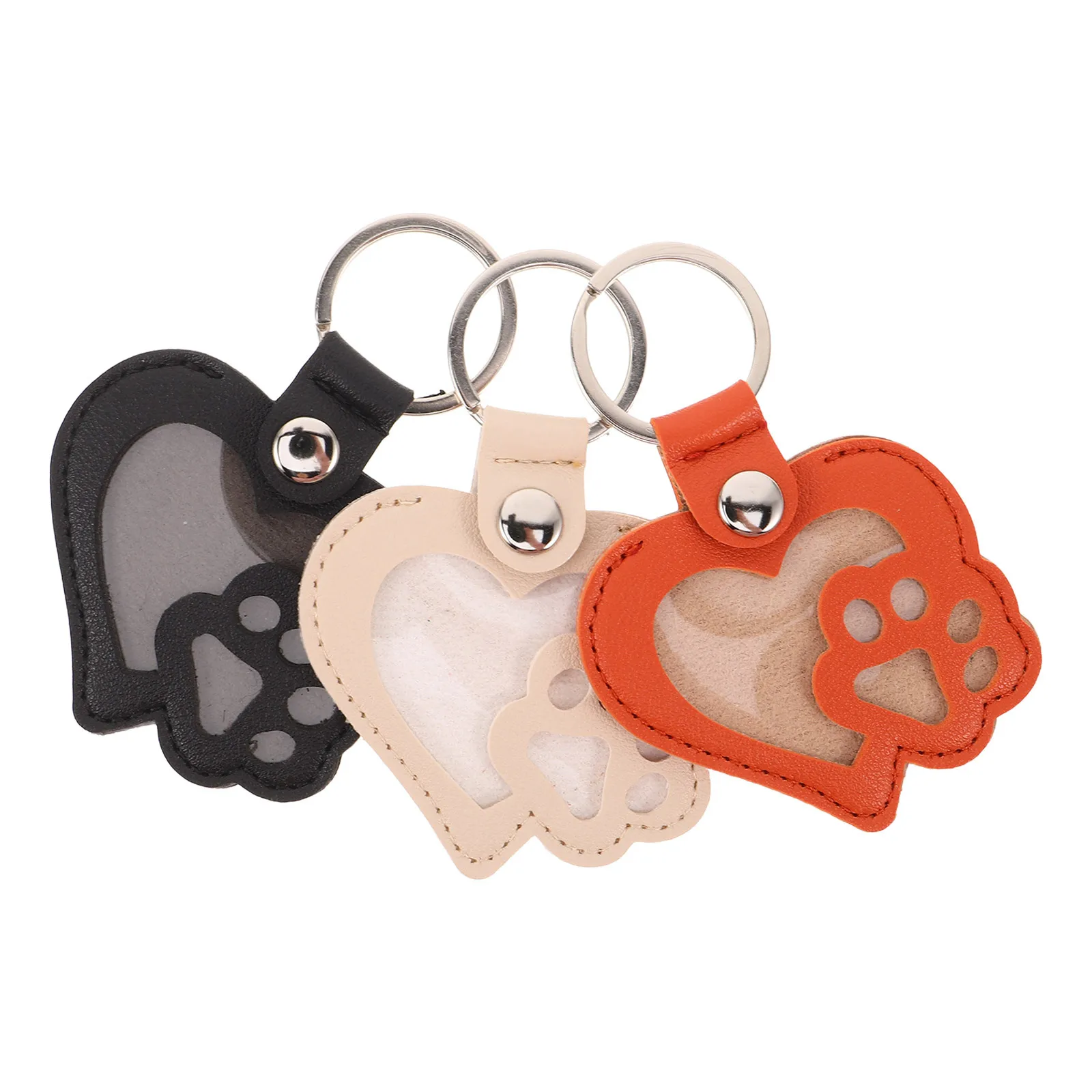 

3Pcs Pet Memorial Keychain PU Paw Heart Keepsake Sympathy Gift Cat Dog Loss Cute Pet Hair Keepsake Keyring