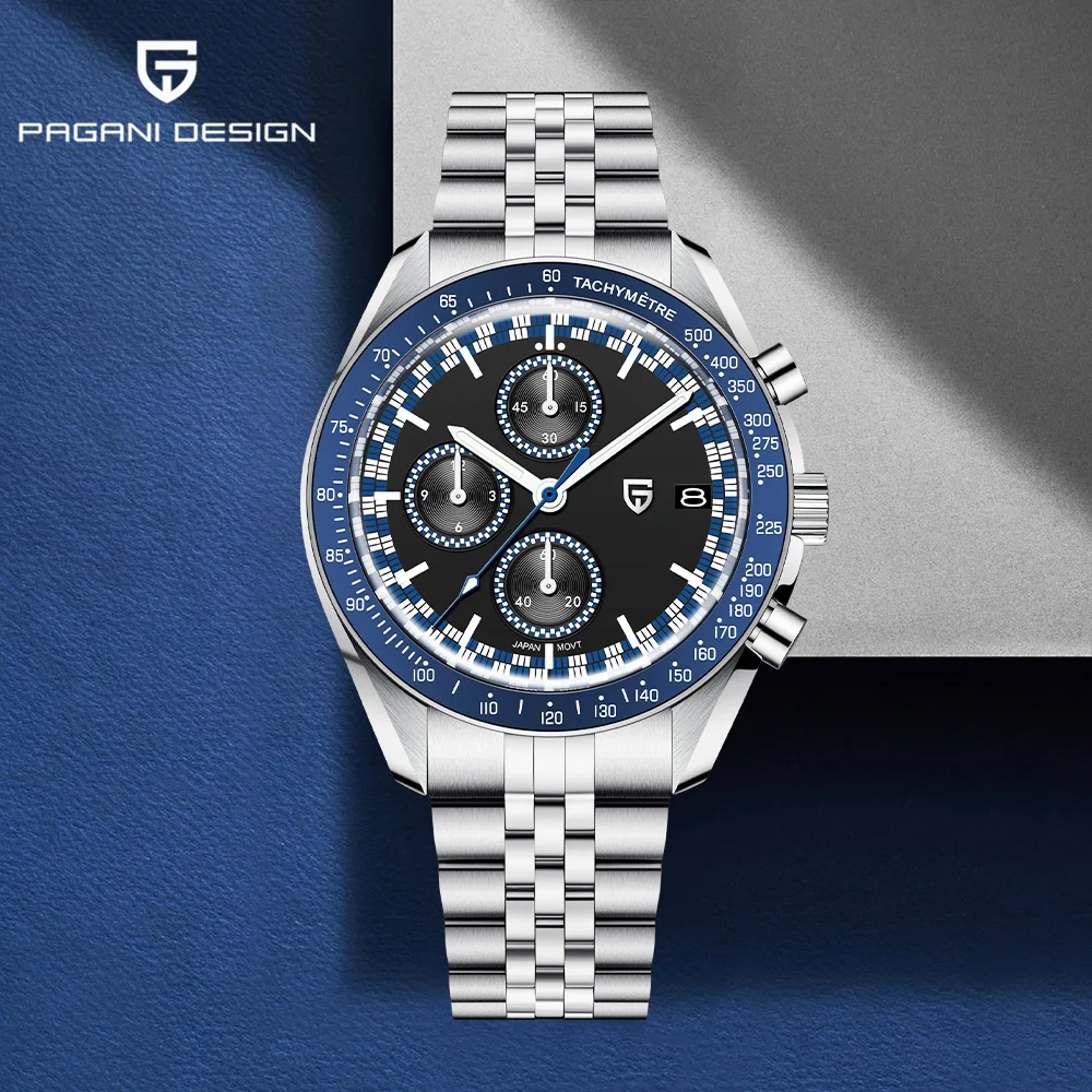 باجاني ديزاين ساعة رجالي 2025 أحدث ساعة كوارتز فاخرة للرجال سرعة رياضية ساعة كرونوغراف موضة AR الياقوت مضيئة