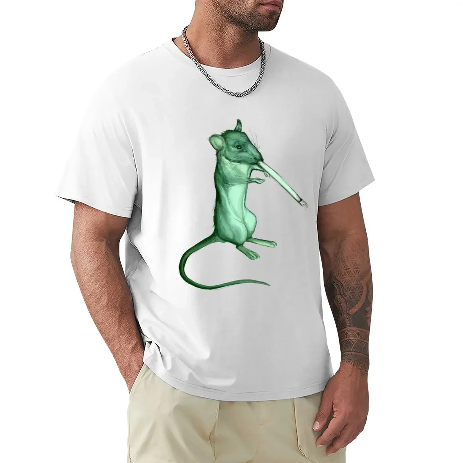 Smoking Rat T-Shirt shirts graphic tees customs mens graphic t-shirts Short sleeve tee plus sizes mens t shirts 2024 heavyweight