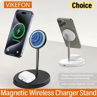 Magnetic Wireless Charger Stand Phone Earphone 2 In 1 Fast Wireless Charging Station Dock For iPhone 16 15 14 13 12 For Airpods