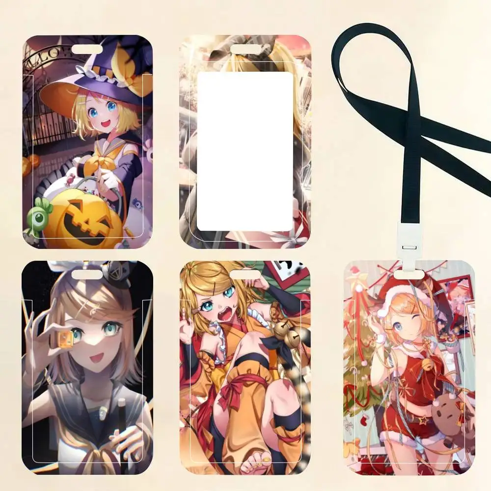 Porta Tarjetas de Identificación con Correa para el Cuello de Anime Kagamine Rin, Porta Credenciales, Llavero, Regalo